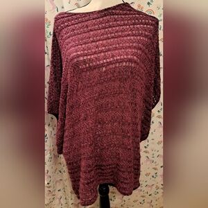 Sarah Spencer Fuschia Mesh Layering Knit Casual Tunic Sweater Shirt Top SZ XL